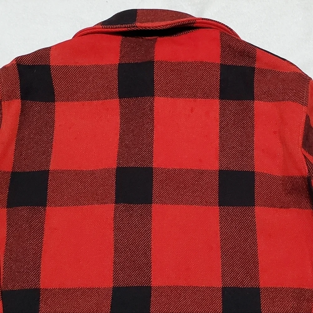 40s-50s Vintage Woolrich Woolen Mills Mackinaw Red Plaid Wool Hunting Jacket 42 - Picture 12 of 16